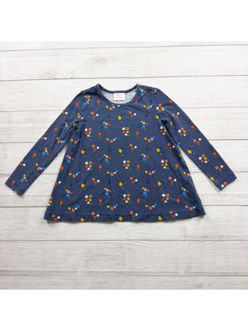 Hanna Andersson Girls Floral Long Sleeve A-Line Tunic Top US 6-7